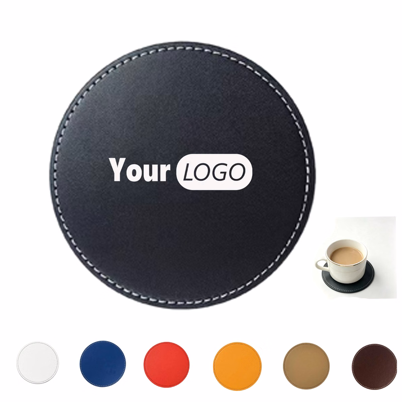 Round Leather Drink Coaster