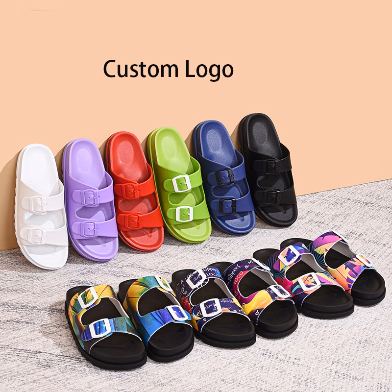 Adjustable Double Straps PVC Slides