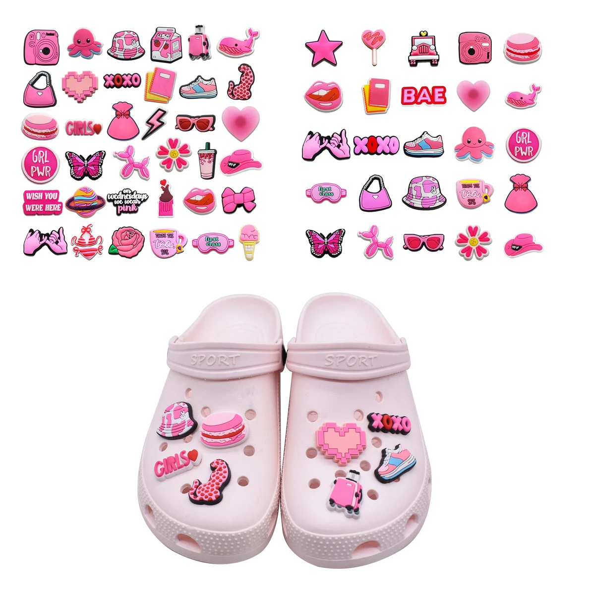 Custom Pink Theme Charm Decorations For Shoes 1