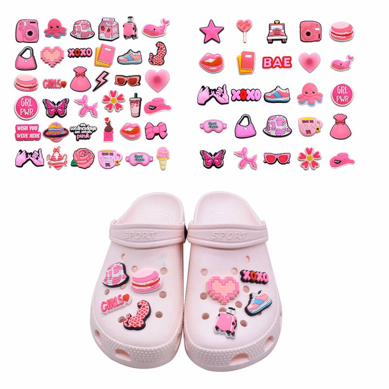 Custom Pink Theme Charm Decorations For Shoes