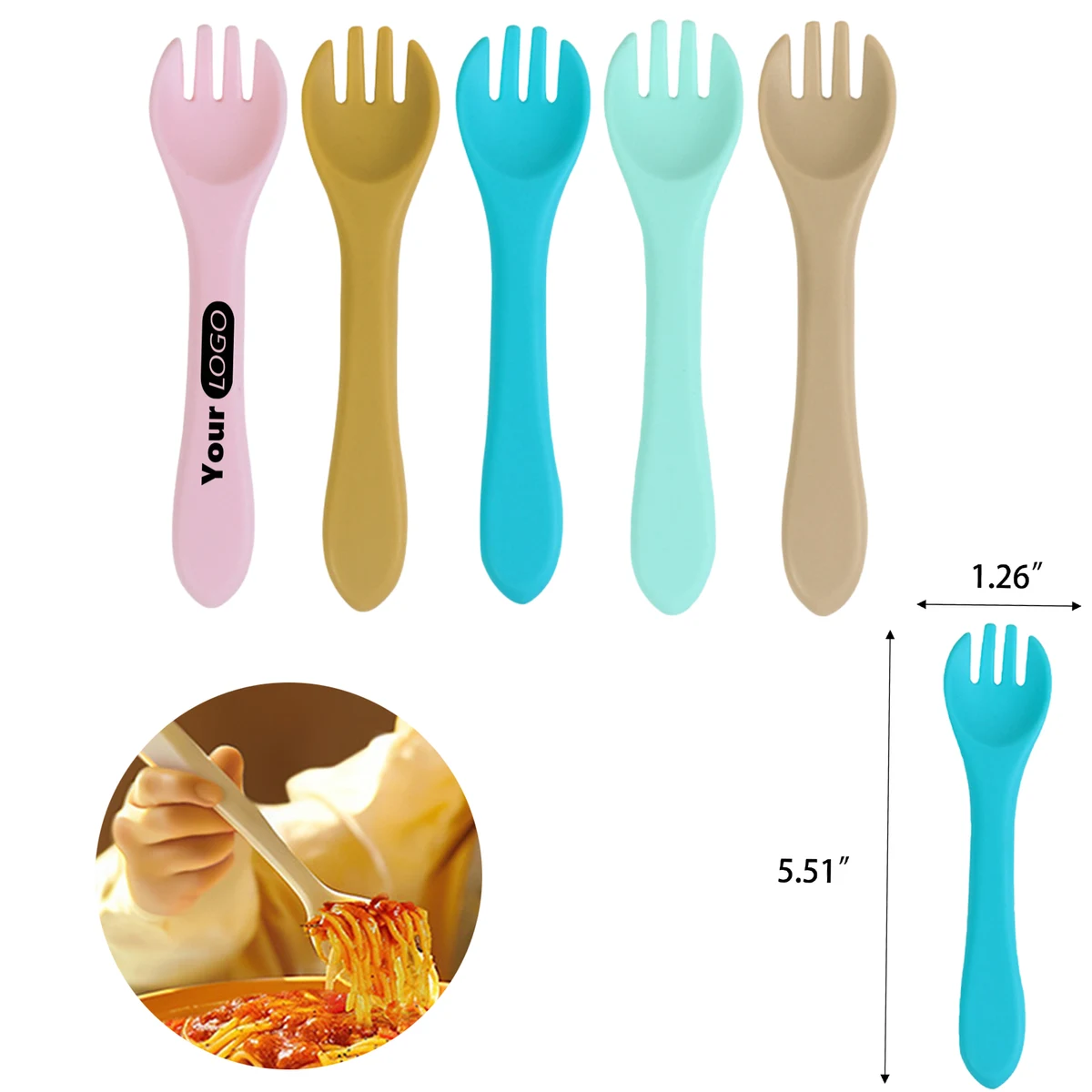 MOQ 50 Baby Silicone Feeding Fork 1