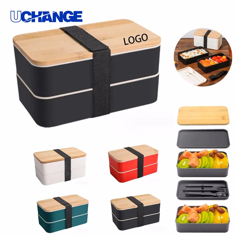Wheat Straw Bento Lunch Box with Tableware Eco Meal Set for Office & School