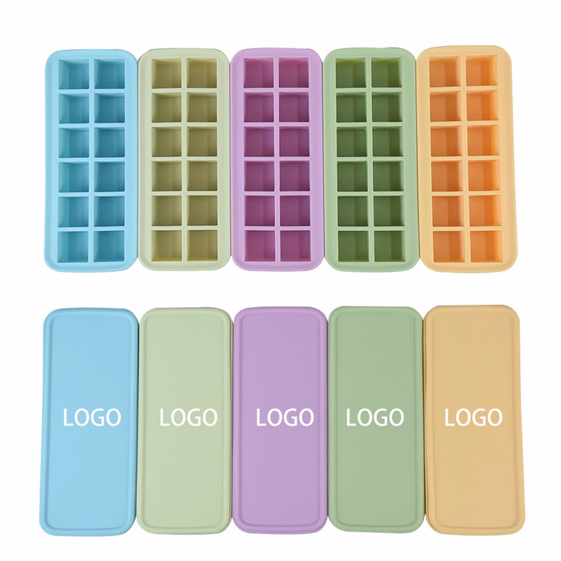 Silicone Ice Cube Trays with Leak Proof Removable Lid