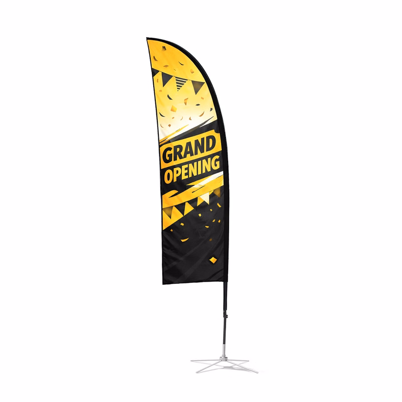 1.5 x 5.5 FT - Sail Flags - Cross Base with water bag (Graphic + Hardware)