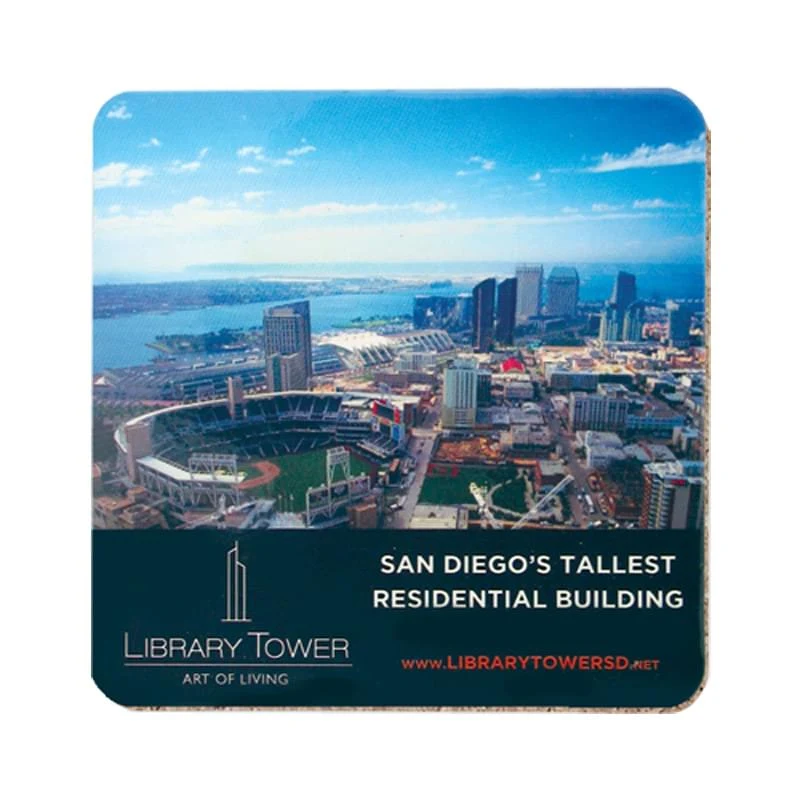 Coaster - 4" Square Deluxe Coaster w/Cork Lining 1