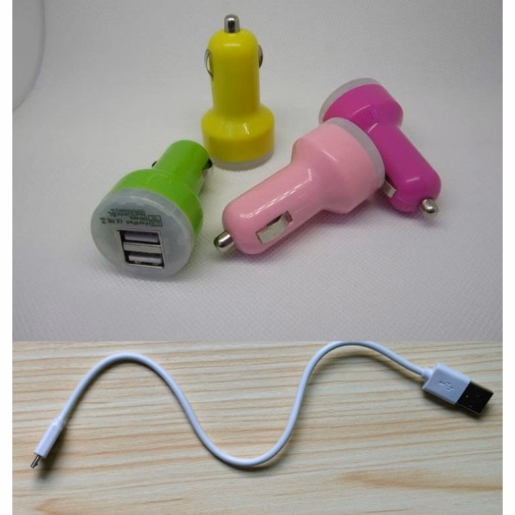 Dual USB Auto Car Charger for Mobile Phone with Cable