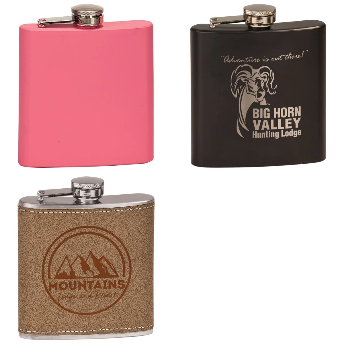 6 oz Leather Stainless Steel Flask, custom water bottle with logo imprint 1