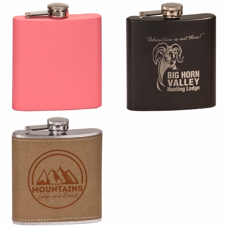 6 oz Leather Stainless Steel Flask