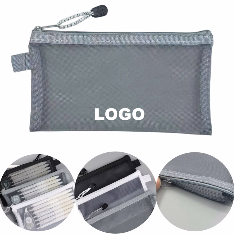 Net Fabric Transparent Zipper Pencil Case