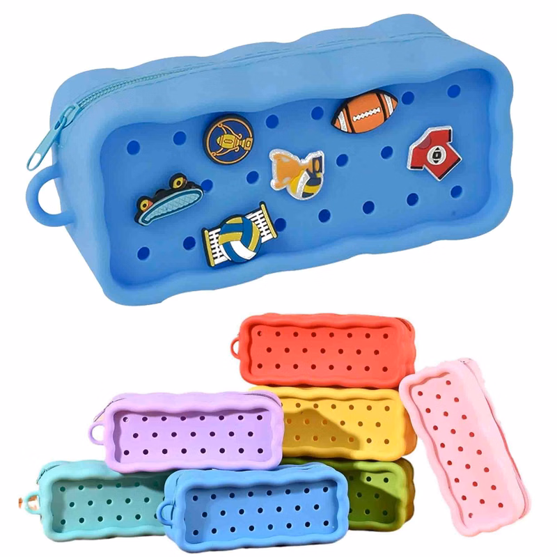 Silicone Pencil Case Makeup Brush Bag with Zipper Closure
