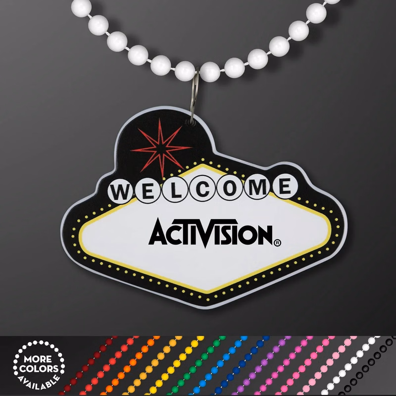 Imprinted Vegas Sign with Beaded Necklace