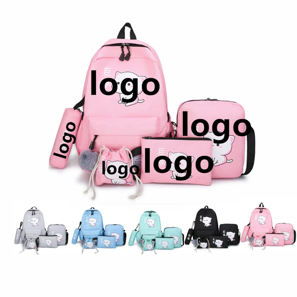 5-Piece Multi Function Fashion School Bag Set Kit 1