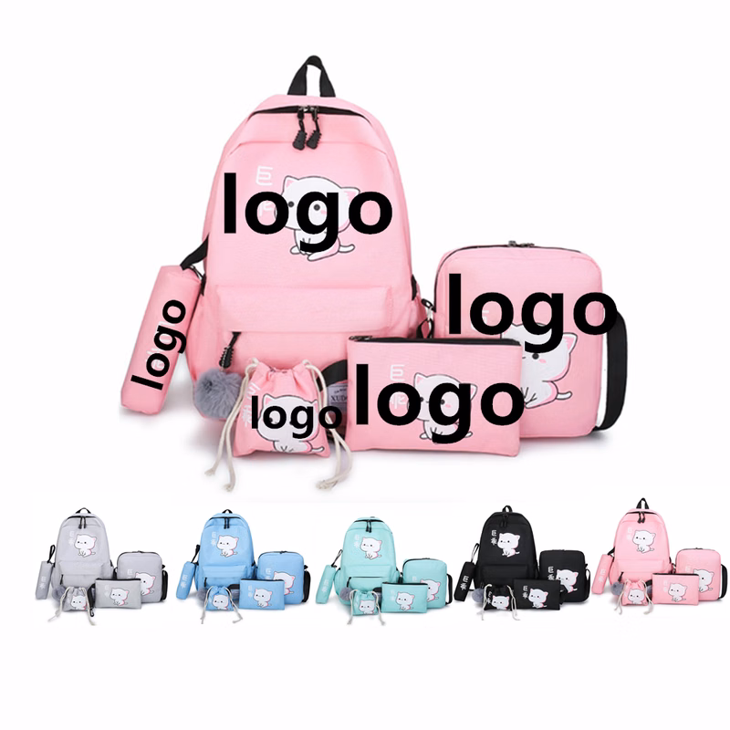 5-Piece Multi Function Fashion School Bag Set Kit