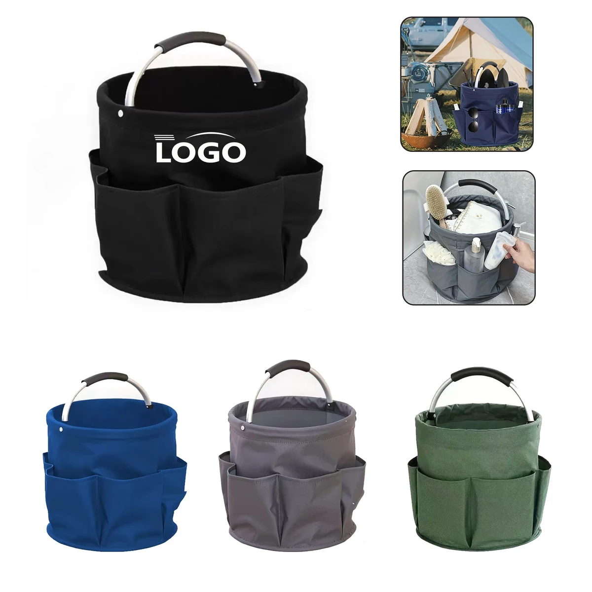 Portable Folding Picnic Basket Beach Tote Bag, custom tote bag with logo imprint 1