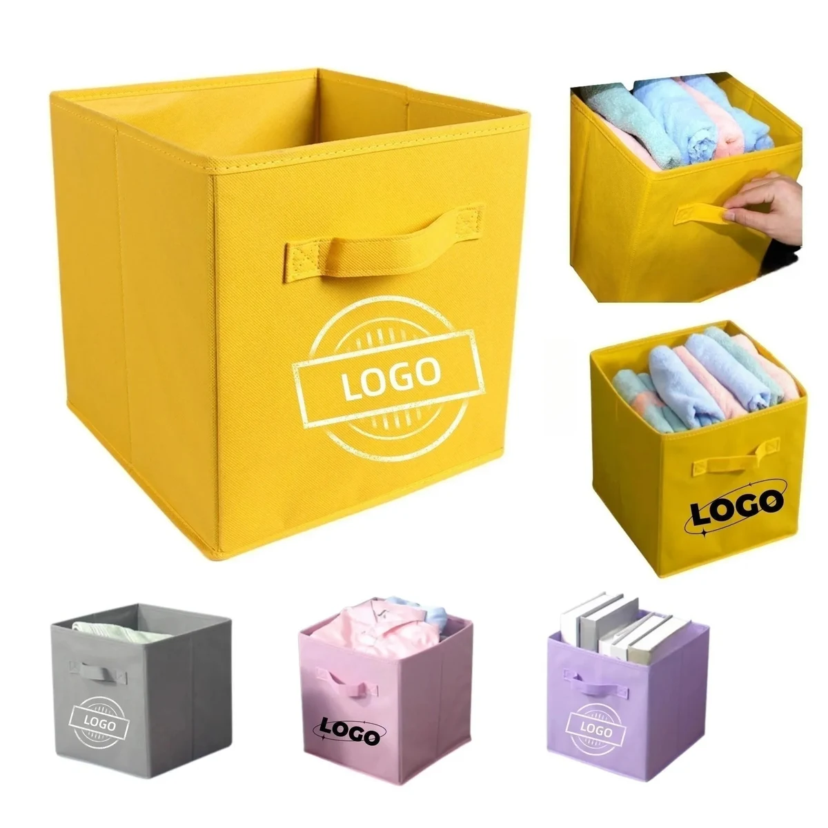 Fabric Storage Box Clothes Organizer With Handle 1