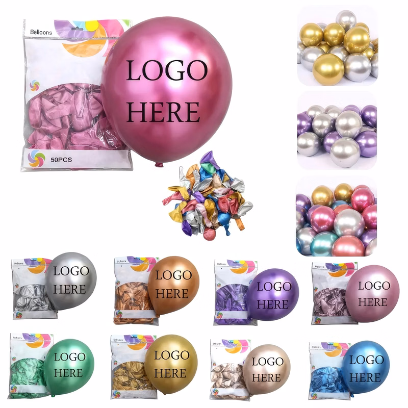12" Metallic Color Latex Party Balloon-50pcs Set