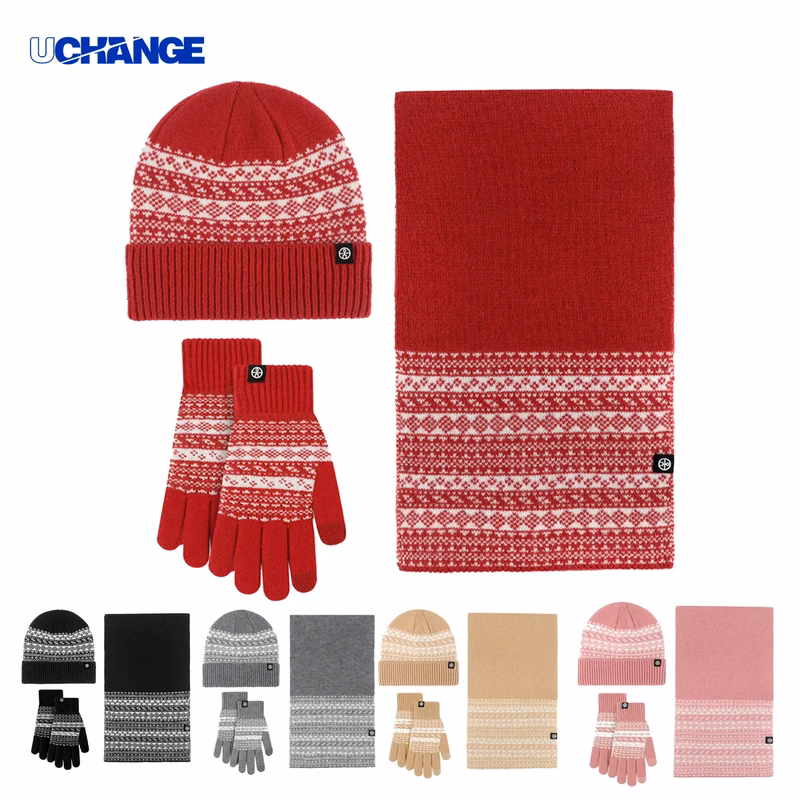 Winter Knitted Hat Scarf And Glove Set
