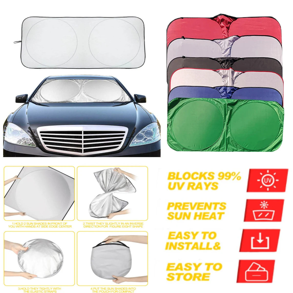 Sun Shade for Car Windshield Foldable 1
