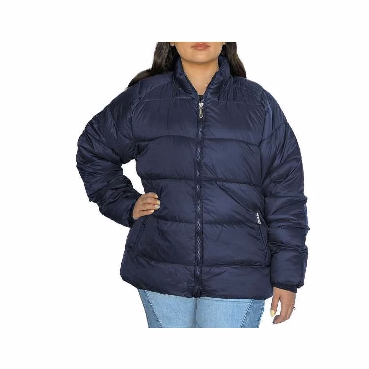 Women's Solid Puffer Jackets Navy Large