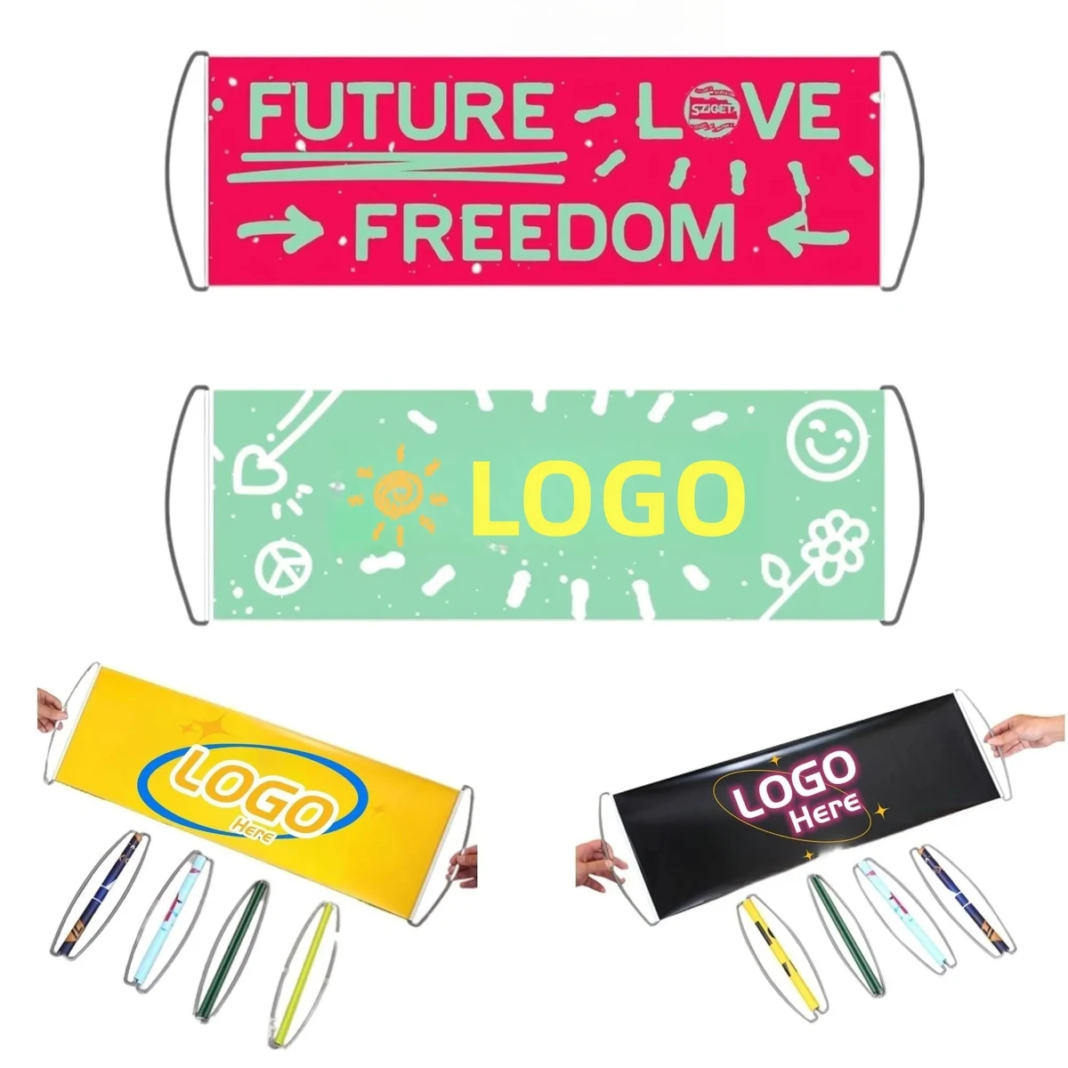 Retractable Hand Held Banner Flag Outdoor Full Color 1