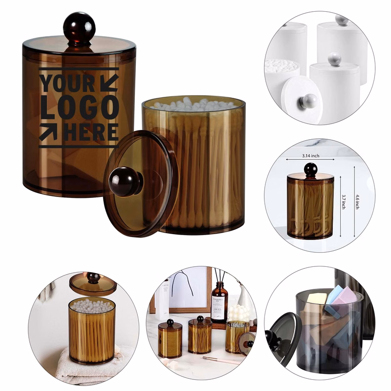 15 Oz. Qtip Dispenser Apothecary Jars Bathroom with Labels