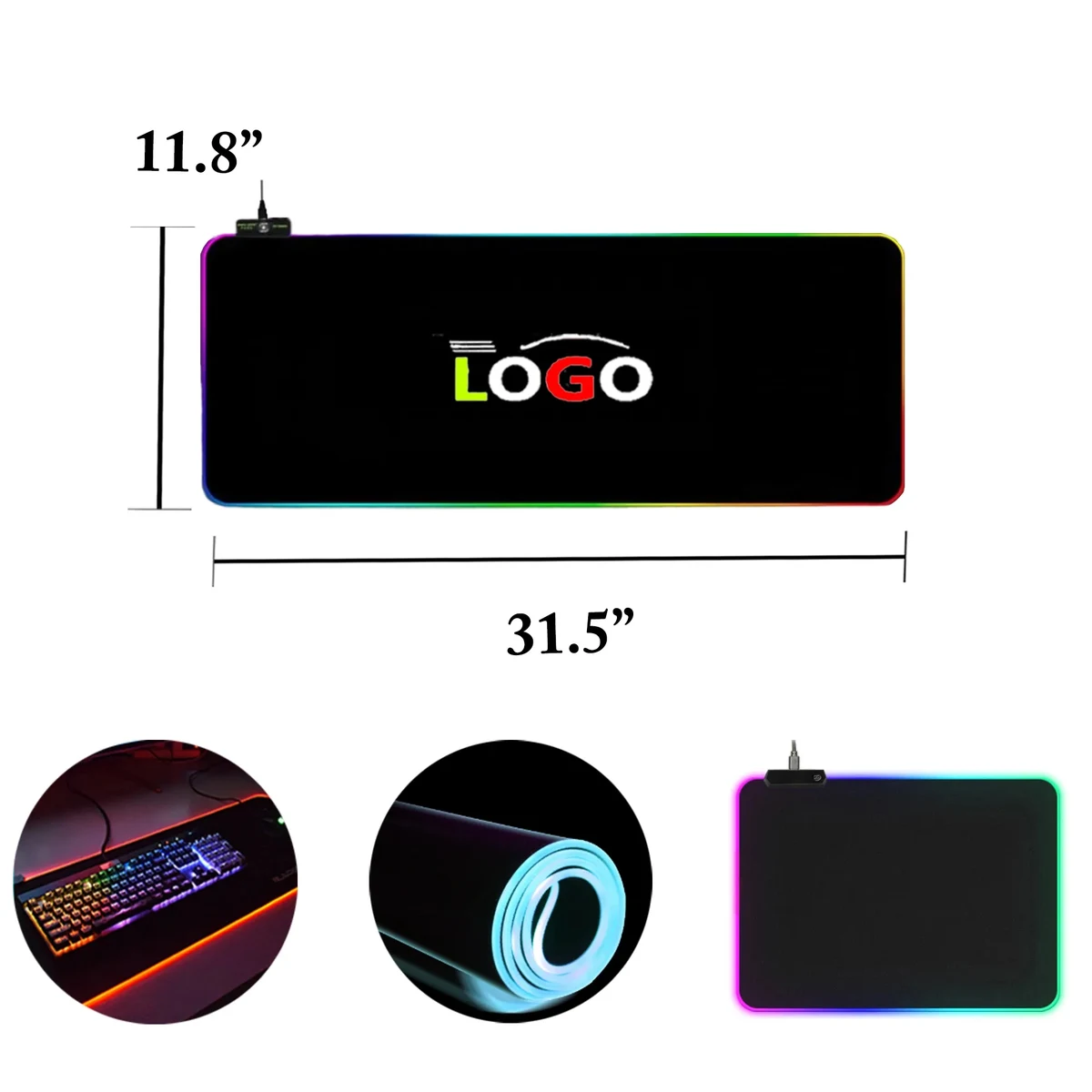 MOQ10 3mm Thick RGB LED Gaming Mouse Pad 1