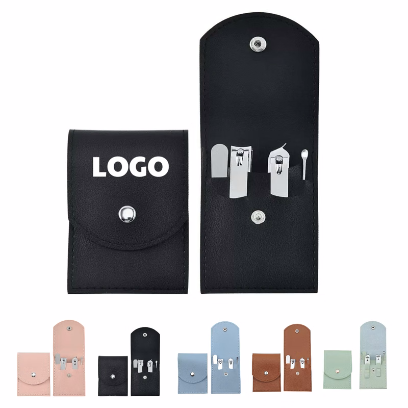 MOQ 10 pcs 4-in-1 Manicure Kit with Leather Pouch