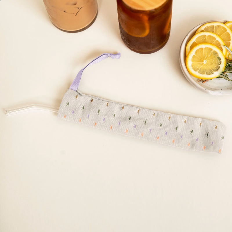 POUCH FOR REUSABLE STRAWS - NATURAL CANVAS - POUCH EMPTY