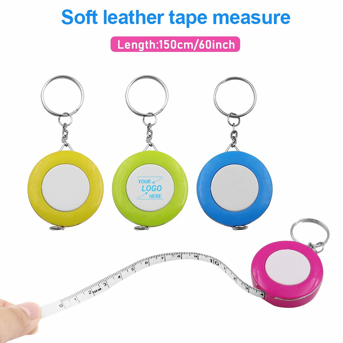Dual-Sided Flexible Tape Measure with Keychain 1