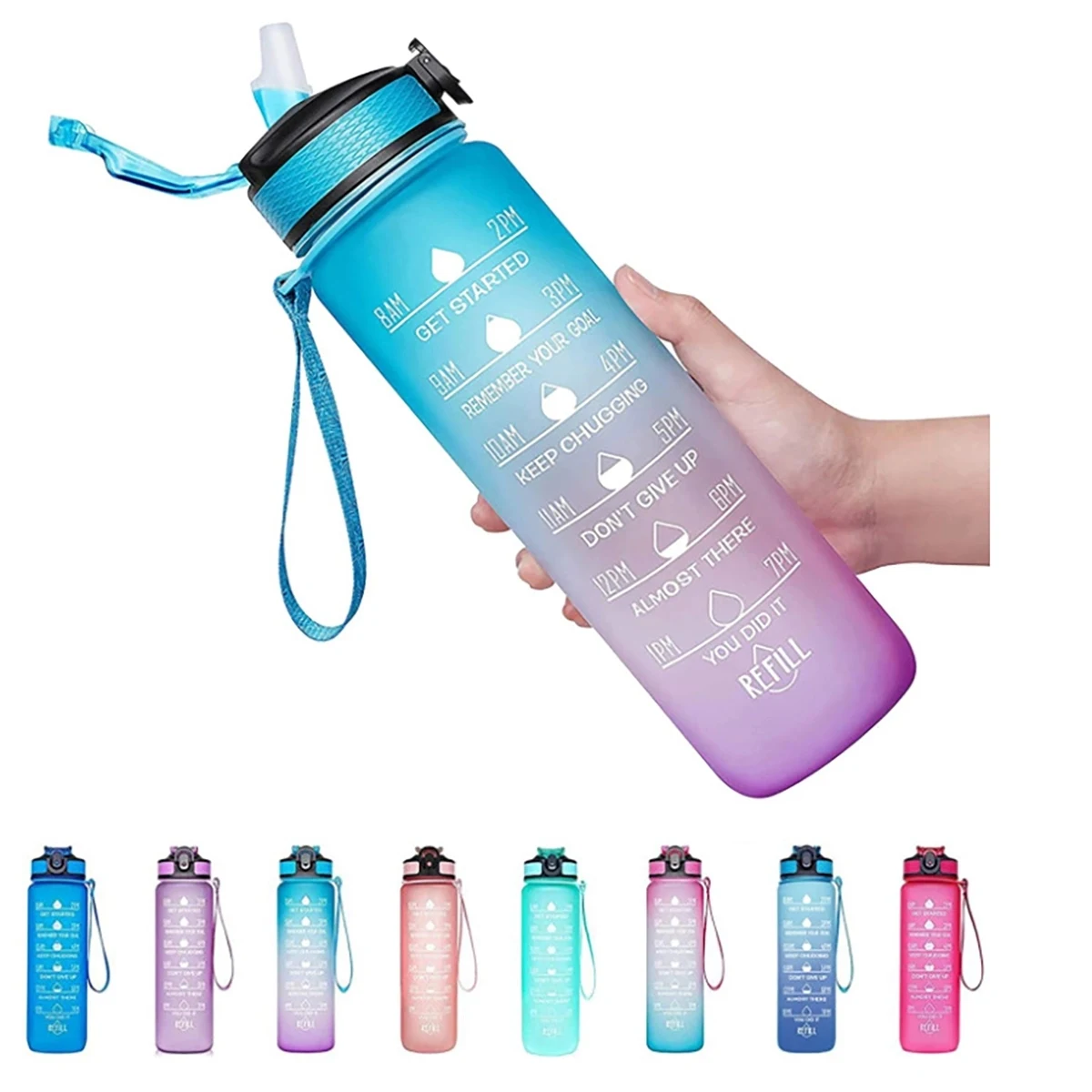 32Oz Motivational Water Bottle With Time Marker 1