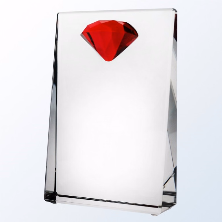 Red Diamond Wedge Optic Crystal Award - Large