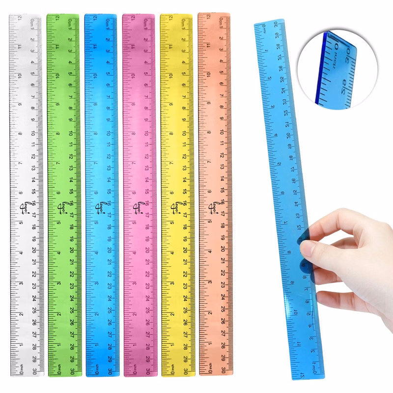 12" Color Clear Plastic Ruler