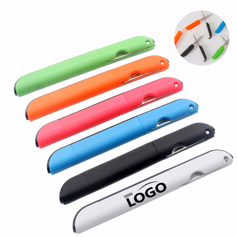 Multi-Tool Ballpoint Pen with Ruler & Blade
