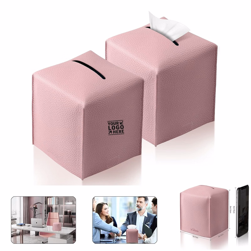 Bathrooms Office PU Leather Tissue Box Cover Modern Simple Solid Color Holder Square Tissue Bag