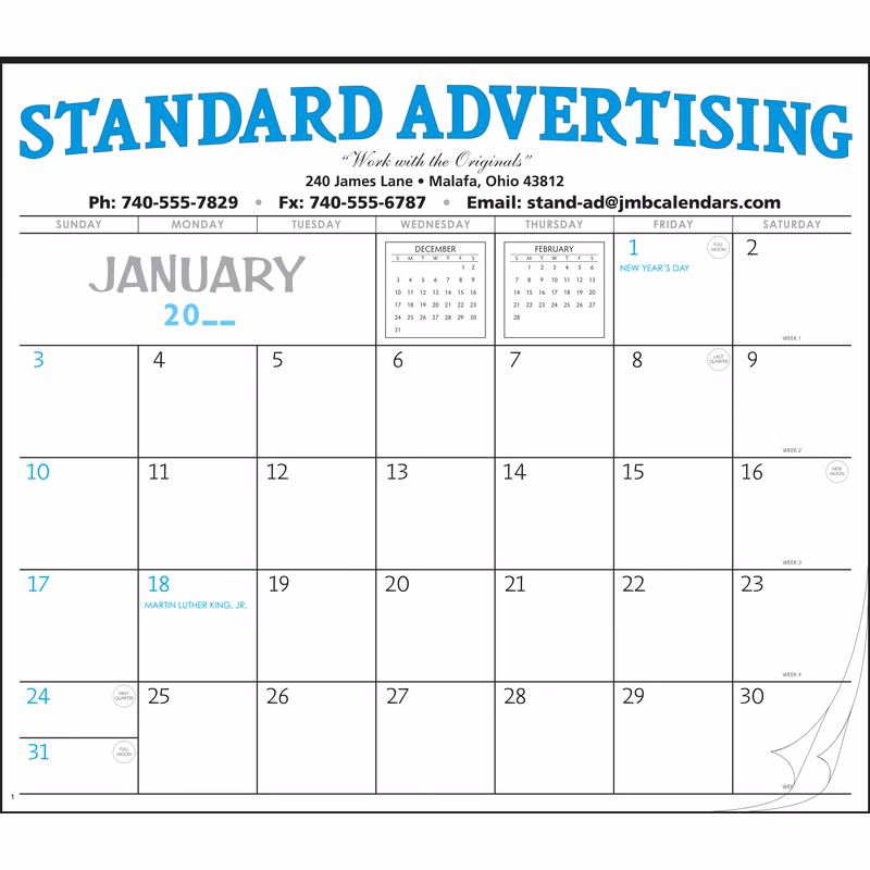 Style 3 Large 12-Sheet Calendar