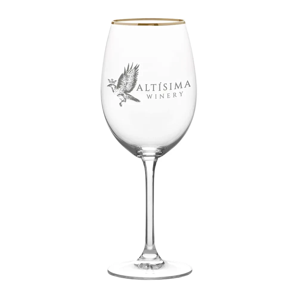 16oz. Gold Rimmed White Wine Glass 1