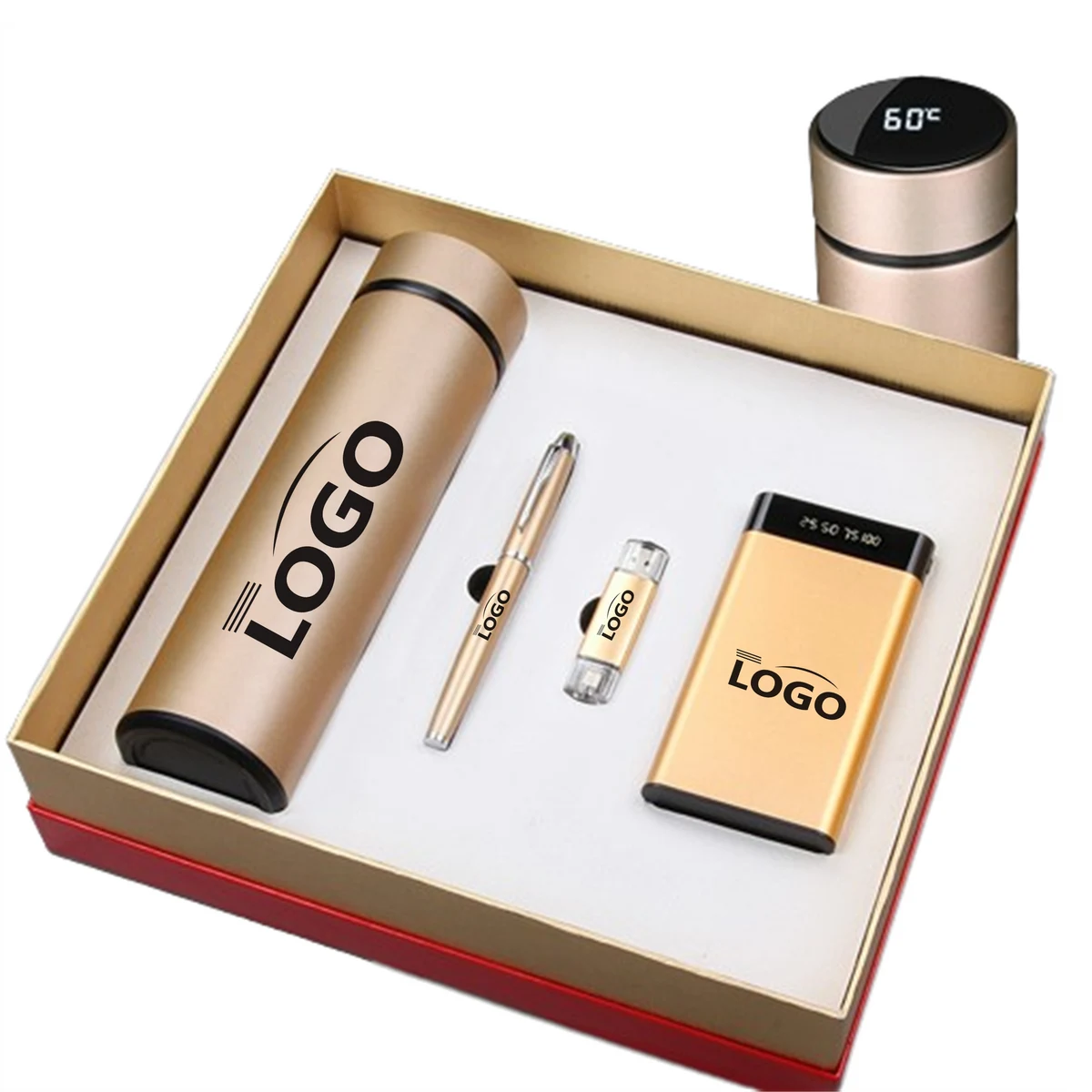 Thermos/Ballpoint Pen/USB Drive/Power Bank Gift Set 1