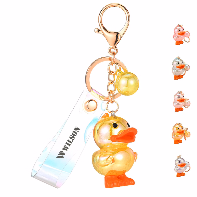 Cute Colorful Acrylic Duck Keychain