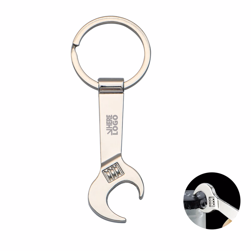 Stainless Steel Wrench Keychain with Opener