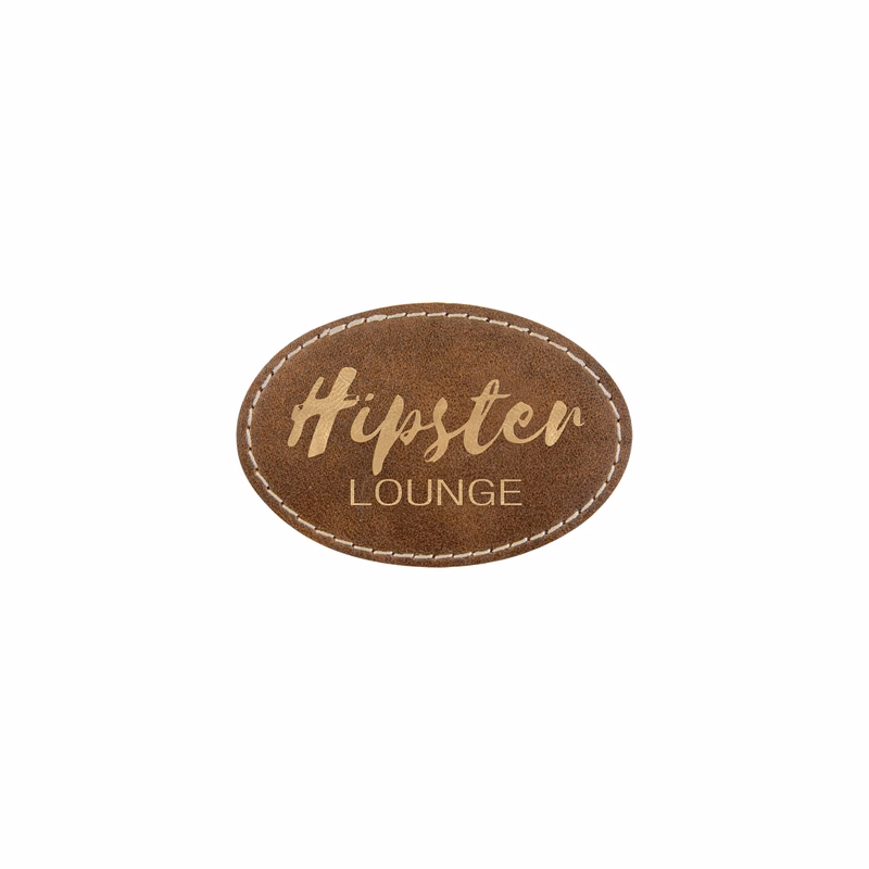 3" x 2" Rustic/Gold Leatherette Oval Patch with Adhesive