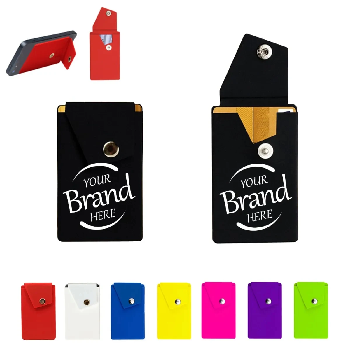 Silicone Phone Wallet Stand With Button 1