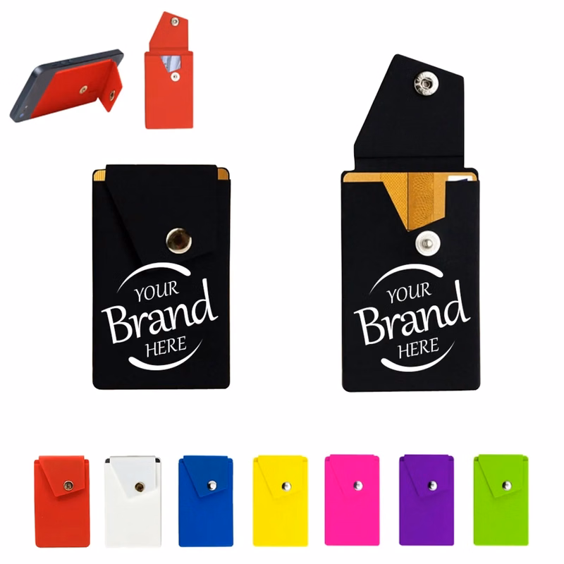 Silicone Phone Wallet Stand With Button