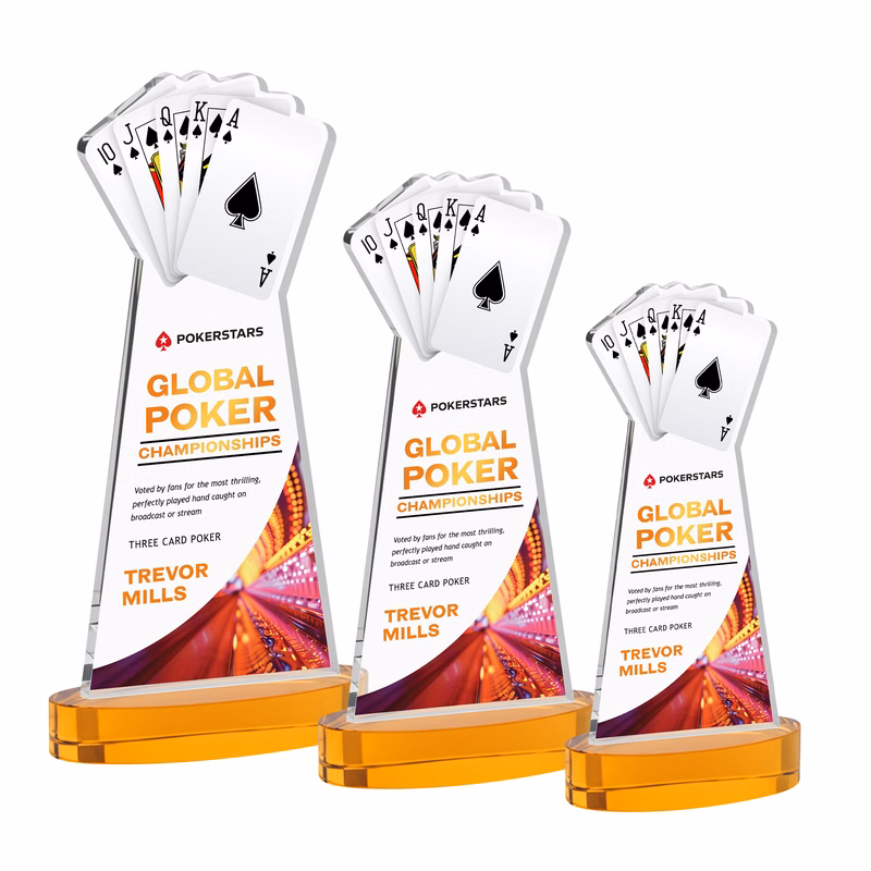Poker VividPrint™ Award on Alberton Base - Amber
