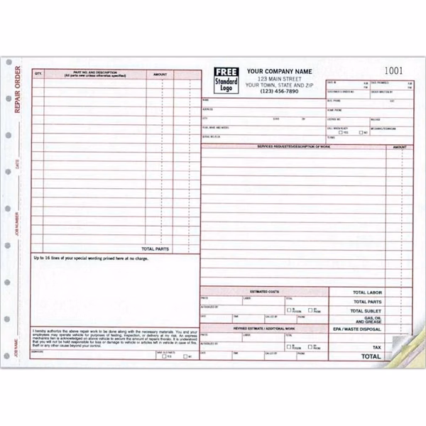 Repair Orders, Carbonless