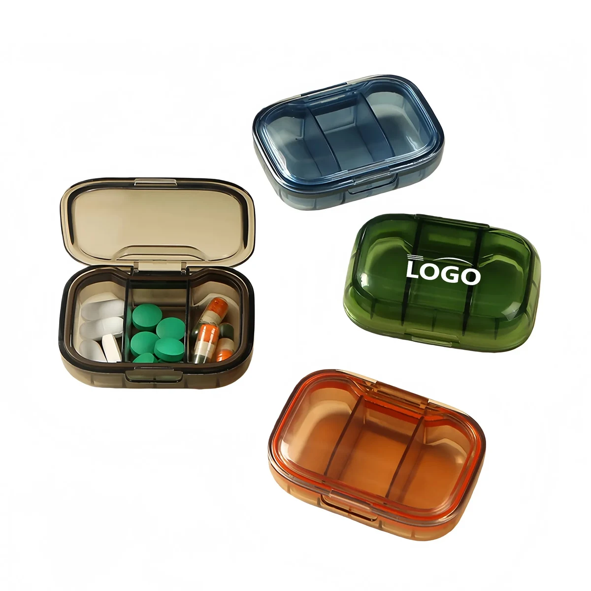 Mini Pill Organizer, 3 Compartment Portable Medicine Case 1