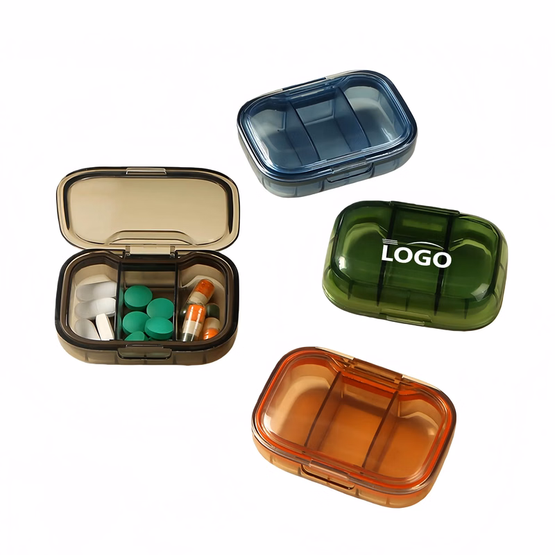Mini Pill Organizer, 3 Compartment Portable Medicine Case