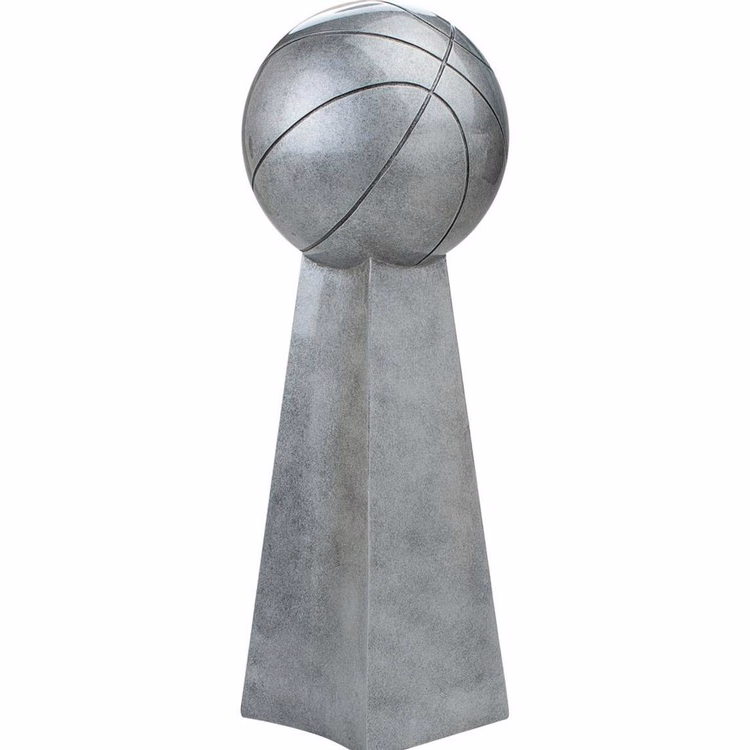 Championship Silver Tower Basketball Resin Figure