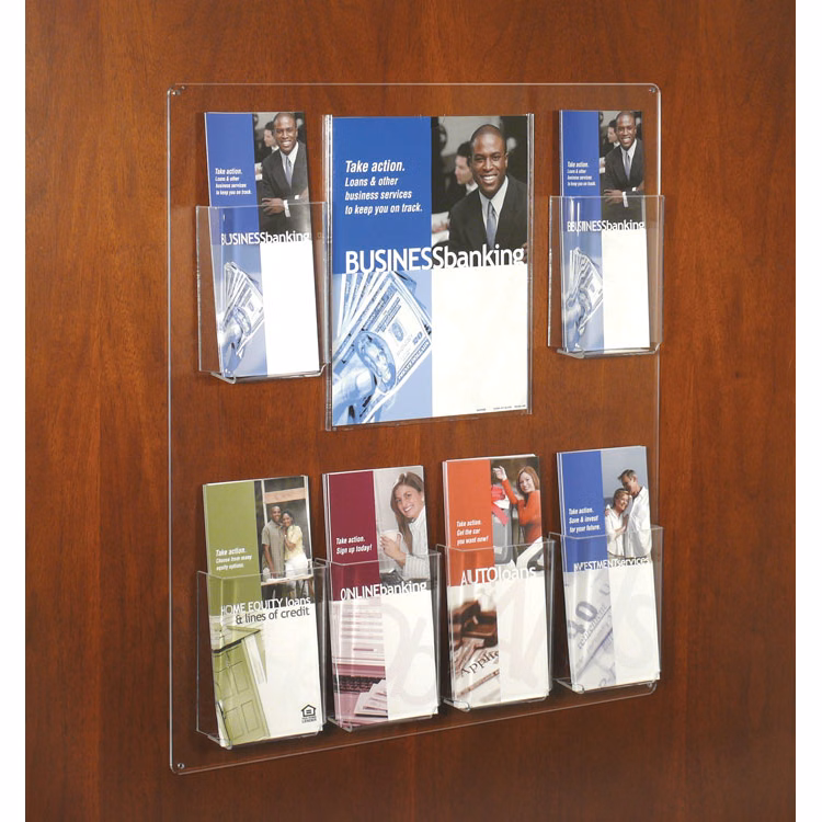 Wall Mounted Sign and Brochure Holder - 6 Pockets