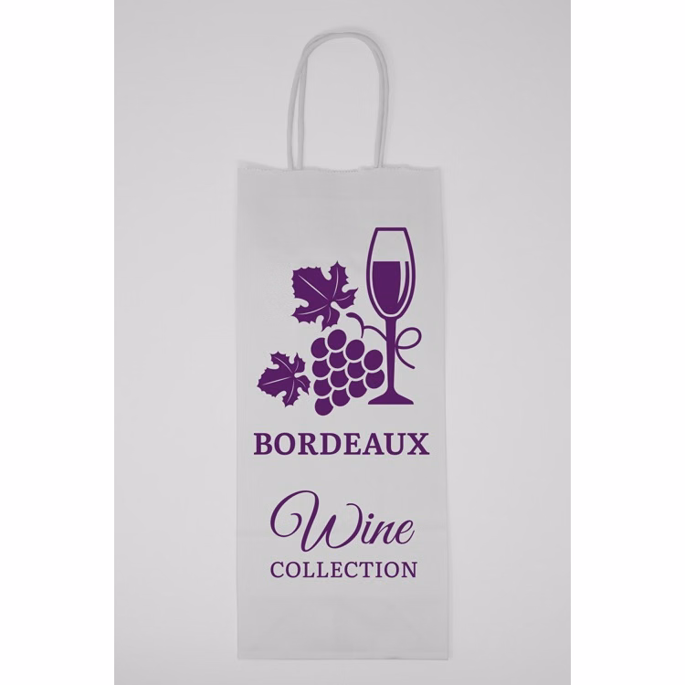 One Color 1-Sided White Paper Handled Shopper Bag (5.5" x 13" x 3.25")