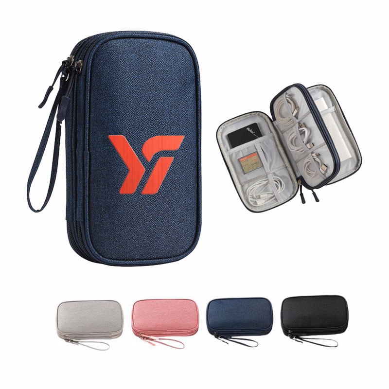 Portable Double-Layer Organizer Case for Electronic Accessories